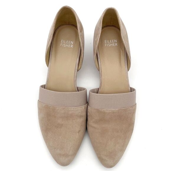 Eileen Fisher Hilly Wedge d'Orsay Pump in Earth Beige Taupe Suede Women’s Size 9 - Picture 9 of 16